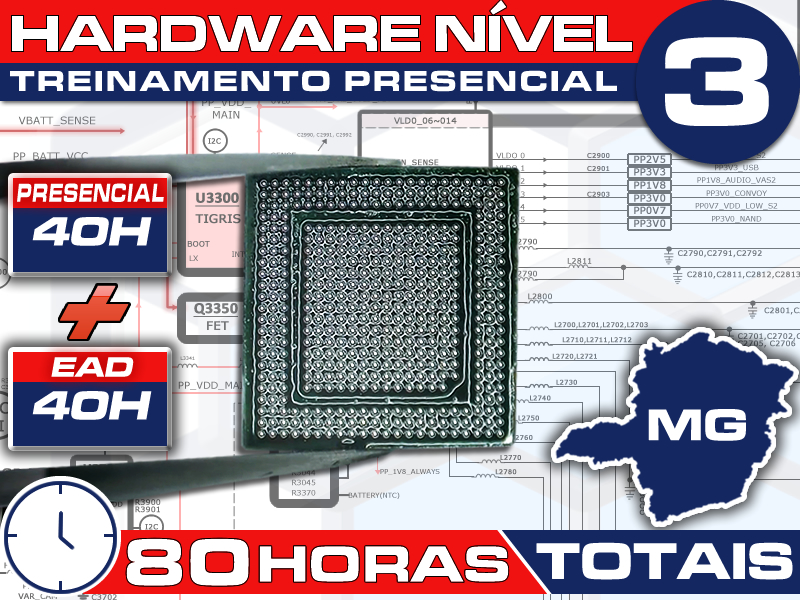 Sem Imagem - CURSO PRESENCIAL 40H AVANADO ELETRNICA, MICROSOLDA E CONSERTO SMARTPHONES HARDWARE NVEL 3 - MG