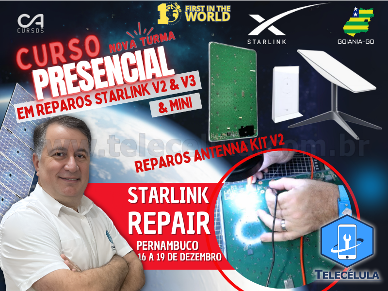 Sem Imagem - REPARO STARLINK CA CURSOS GOIS, TREINAMENTO PRESENCIAL AVANADO REPARO PLACAS STARLINK V2, V3, MINI