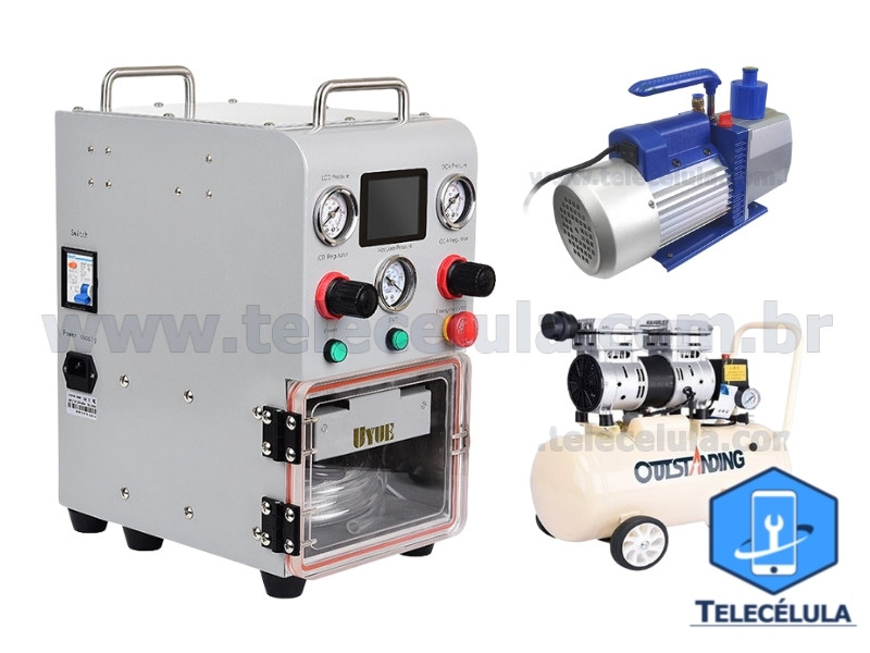 Sem Imagem - KIT PROFISSIONAL FULL (3 EM 1) LAMINADORA X1 PRO, COMPRESSOR, BOMBA VCUO - 220VOLTS