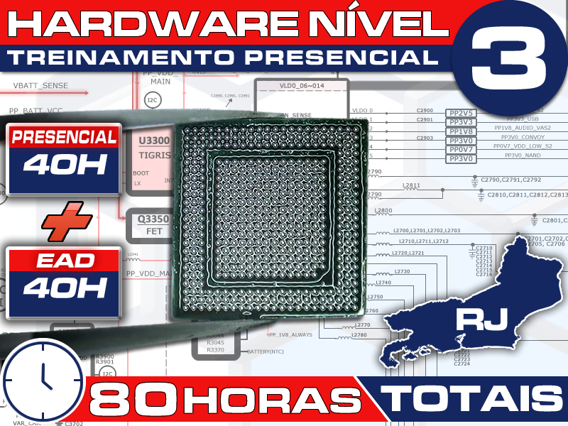 Sem Imagem - CURSO PRESENCIAL 40H AVANADO ELETRNICA, MICROSOLDA E CONSERTO SMARTPHONES HARDWARE NVEL 3 - RJ