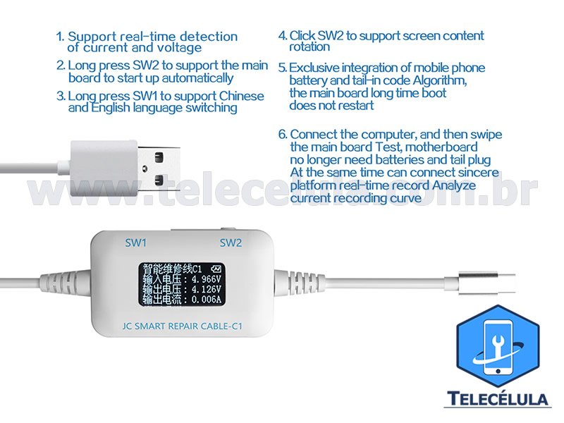 Sem Imagem - JC C1 BOX REPARO DE SOFTWARE INTELIGENTE PARA APPLE IPHONE 6, 6P, 6S, 6S P, 7, 7P, 8, 8P, X, XS, XR