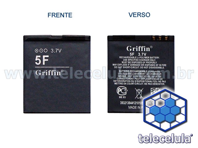 Sem Imagem - BATERIA GRIFFIN COMPATVEL COM NOKIA BL-5F N95, N93, E65, 6290 GENRICA.