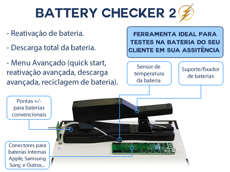 Sem Imagem - BATTERY CHECKER II TESTADOR DE BATERIAS DIGITAL: HMICO, REATIVAO, DESCARGA, QUICKSTART, AVANADO