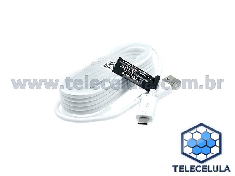 Sem Imagem - CABO CARREGAMENTO SAMSUNG MICRO USB ORIGINAL BRANCO GALAXY NOTE 4, S5, S6, S7 EDGE 3.3PI, 1.5M