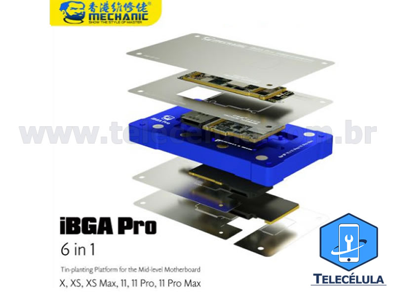 Sem Imagem - MESA IBGA PRO REBALLING MECHANIC MAGNTICA APPLE IPHONE X, XS, XS MAX 11, 11 P, 11 P MAX (6 EM 1)