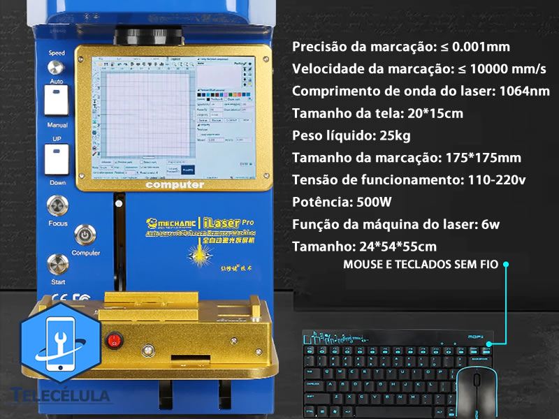 Sem Imagem - ILASER PRO MECHANIC PARA REMOVER VIDRO TRASEIRO DOS SMARTPHONES