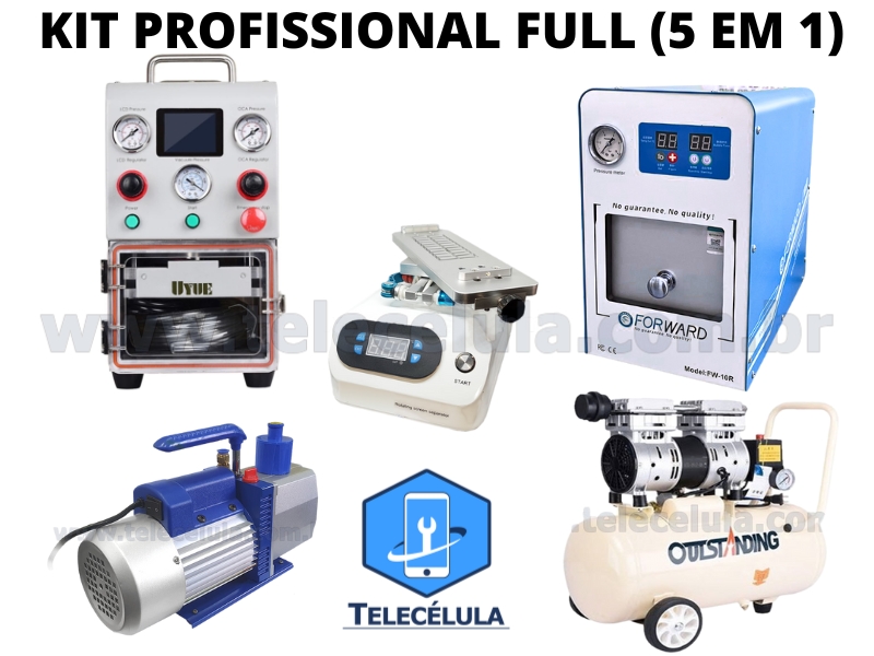 Sem Imagem - KIT PROFISSIONAL FULL 5 EM 1 LAMINADORA X1 PRO, TIRA BOLHA, SEPARADORA, COMPRESSOR, BOMBA V�CUO 220V