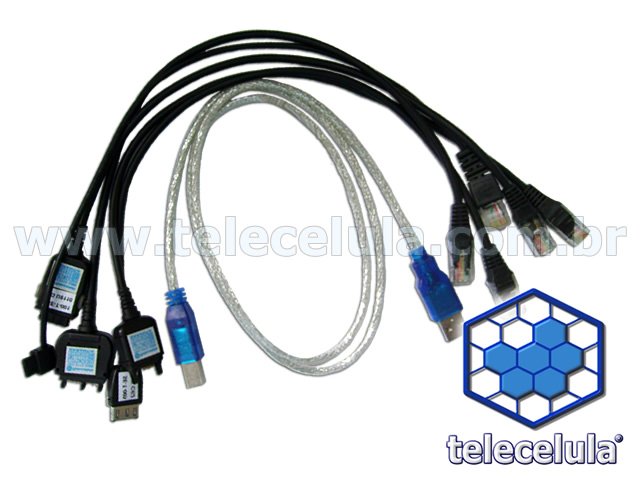 Sem Imagem - KIT DE CABOS SETOOL3, SELG ORIGINAL 5 EM 1 (K750, T68, C62, SHARP, LG3G, USB A-B).