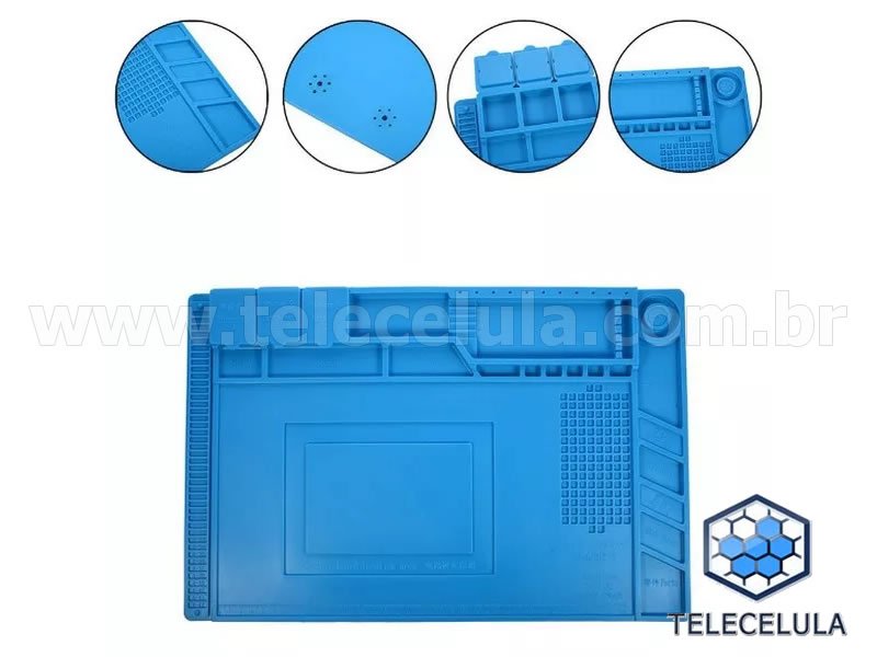 Sem Imagem - MANTA DE SILICONE S160 RESISTENTE A TEMPERATURA E ANTIESTTICA ESD 45CM X 30CM COM DIVISES