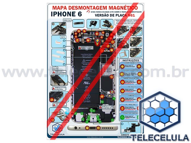 Sem Imagem - MAPA PARA DESMONTAGEM TELECELULA MAGNTICO E PLASTIFICADO APPLE IPHONE 6