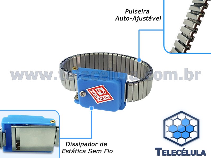 Sem Imagem - PULSEIRA ANTIESTTICA ESD SEM FIO METLICA BROTHER BRO WS-201C