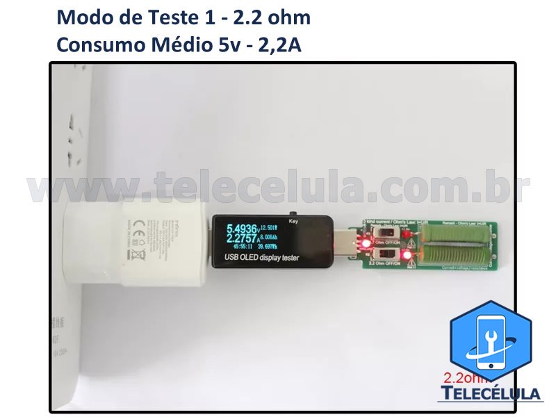 Sem Imagem - TESTADOR CAPACIDADE CARGA PARA CARREGADOR SMARTPHONES USB 5V CONSUMO CORRENTE AJUSTVEL 1A, 2A, 3A