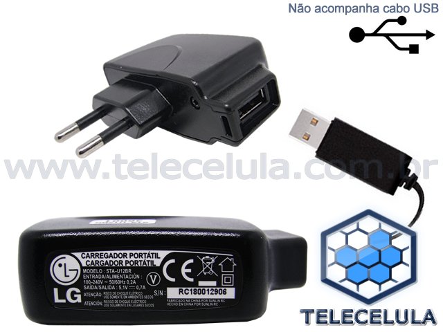 Sem Imagem - CARREGADOR PAREDE ORIGINAL LG STA-U12BR COM PINO PADRO ABNT, SADA USB 5V 0,7A