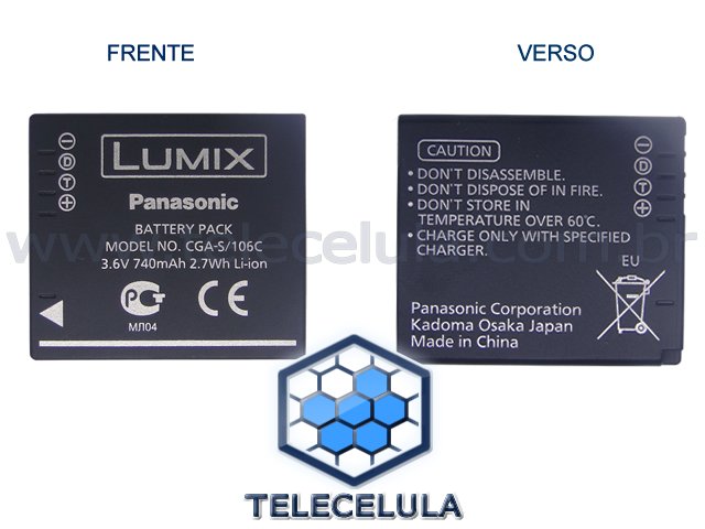 Sem Imagem - BATERIA PANASONIC CGA-S/106C FX48, FX60, FX65, FX66, FX68, FX550, FX580, FS4, FS6, FS7, FS10, FS12.