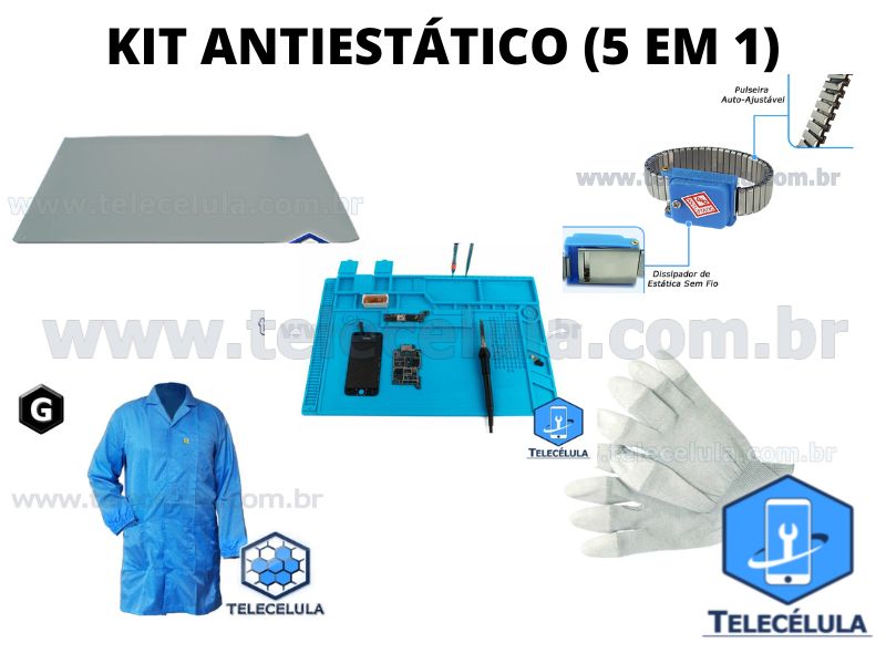 Sem Imagem - SUPER KIT ANTIESTTICO - MANTA, LUVA, PULSEIRA, JALECO E MANTA SILICONE DE ALTA TEMPERATURA