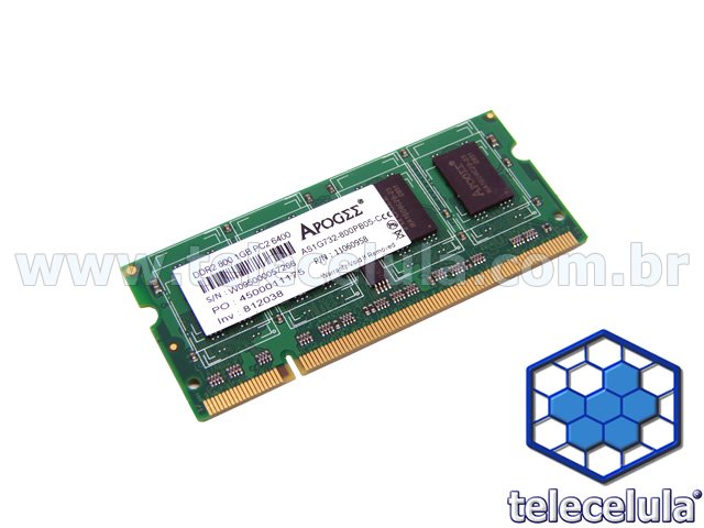 Sem Imagem - MEMRIA APOGEE DDR2 1G 800MHZ PC2-6400 NOTEBOOK