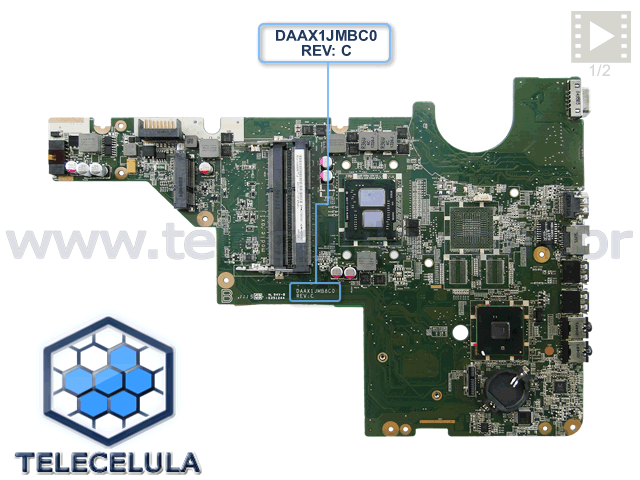 Sem Imagem - PLACA ME NOTEBOOK HP G42 / DAAX1JMB8C0 (PLACA PARA REPOSIO DE COMPONENTES, NO FUNCIONA)!