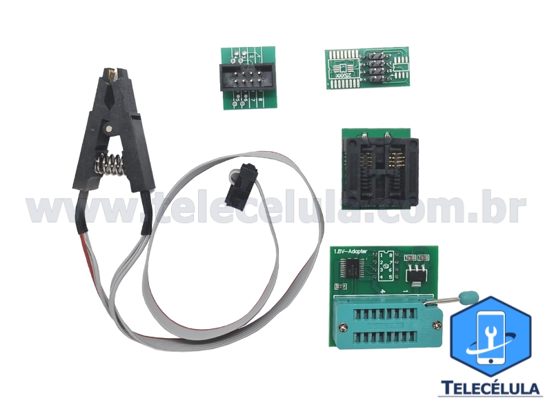 Sem Imagem - KIT GRAVADOR USB FLASH + ADAPTADORES EPROM SPI BIOS 24XX 25XX PROGRAMADOR