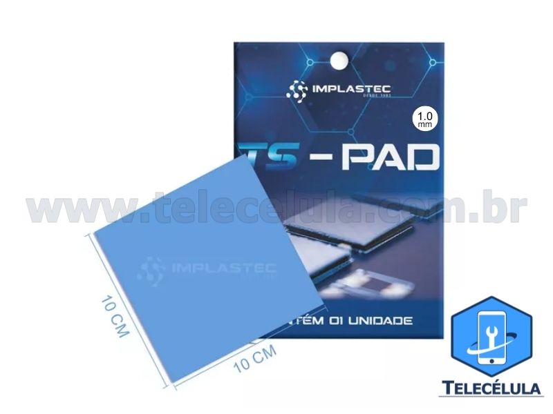 Sem Imagem - THERMAL PAD TS PAD 1.0MM 10X10CM 12,8W/MK COR AZUL