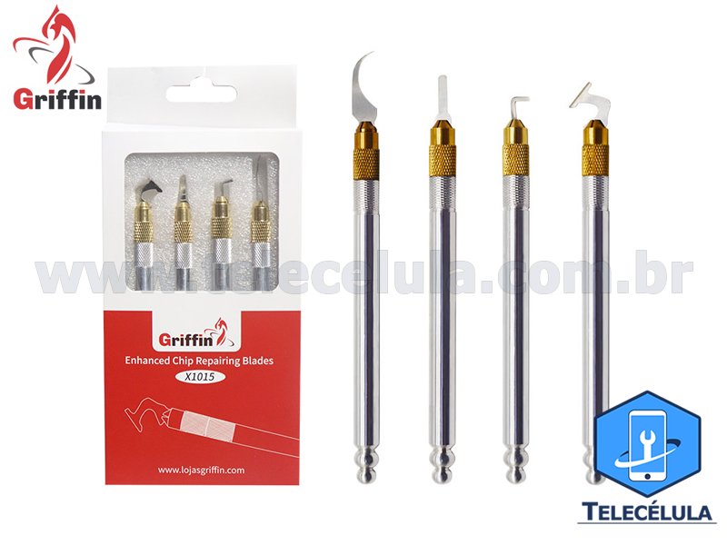 Sem Imagem - KIT DE LMINAS PROFISSIONAIS GRIFFIN X1015 (4 EM 1) PARA RETRABALHO COM CPU- BGA REMOVER RESINA