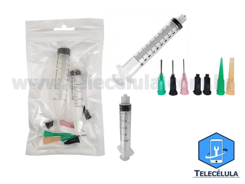 Sem Imagem - KIT SERINGAS DESCARTVEIS DE 10 E 5 ML COM APLICADORES DIVERSOS IDEAL PARA FLUXO PASTOSO MICROSOLDA