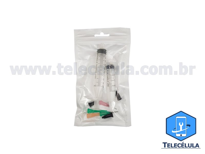 Sem Imagem - KIT SERINGAS DESCARTVEIS DE 10 E 5 ML COM APLICADORES DIVERSOS IDEAL PARA FLUXO PASTOSO MICROSOLDA