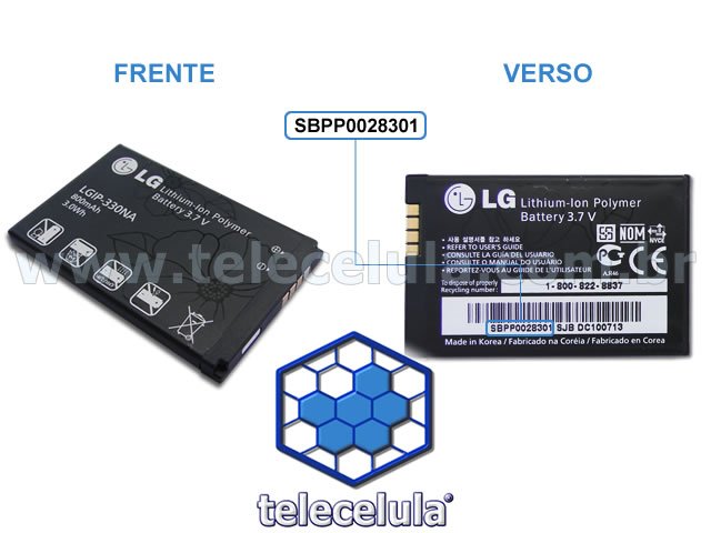 Sem Imagem - BATERIA LG LGIP-330NA, 330NA MODELOS GB220, GB230, GS290, GD350, T310, GW300, GU295, GS390 ORIGINAL