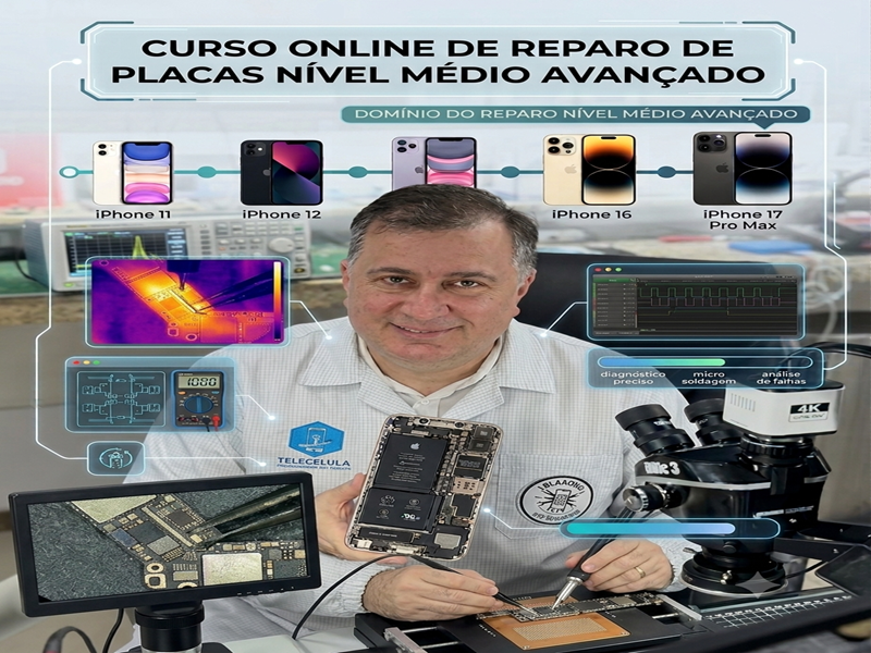 Sem Imagem - NOVO ON-LINE REPARADOR PLACAS M�DIO AVAN�ADO IPHONES MODELOS: 13/14/15/16/17 COM 20 HORAS!