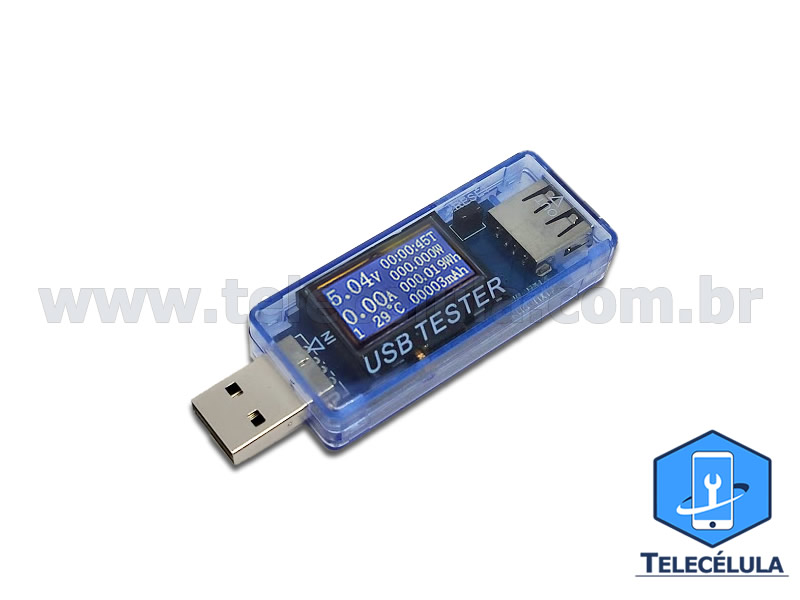 MULTIMEDIDOR USB TESTE VOLTMETRO E AMPERMETRO, MEDIDOR DE CORRENTE, TEMPODETECTOR DE CARGA KMS-20