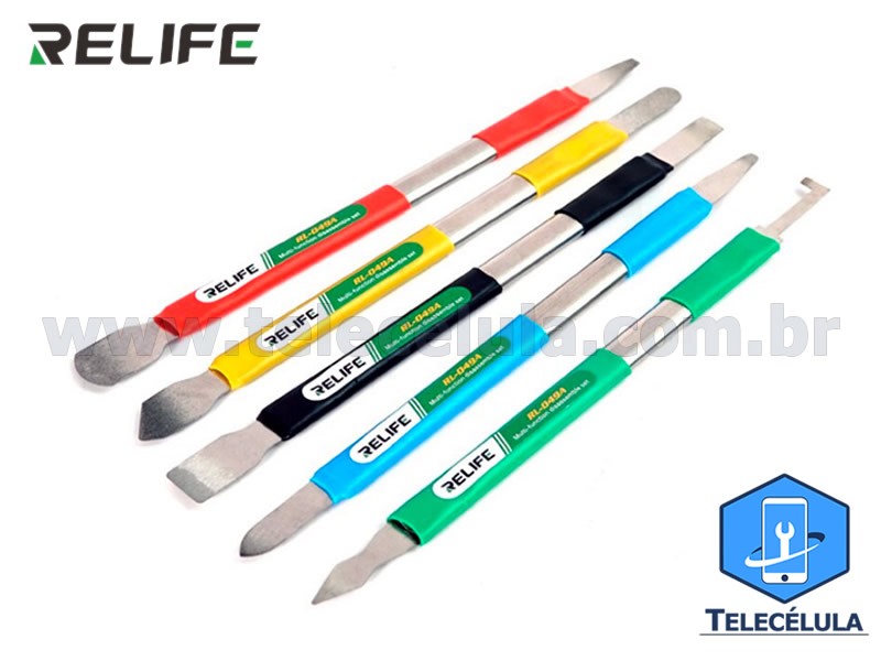 KIT DE 05 ESPTULAS RELIFE RL-049A DUPLAS PARA DESMONTAGEM SMARTPHONES USO GERAL