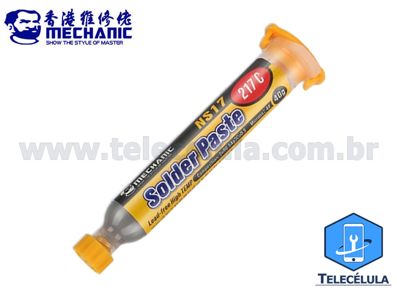 SOLDA EM PASTA PARA CPU 217 GRAUS NS17 BGA REBALLING MECHANIC NS-17 COM 40 GRAMAS STARLINK