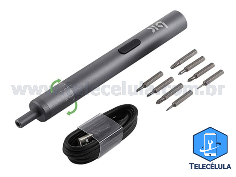 PARAFUSADEIRA ELTRICA BIC COM AJUSTE DE TORQUE E BATERIA INTERNA, 24 BITS MAC, IPHONE, SMARTPHONES