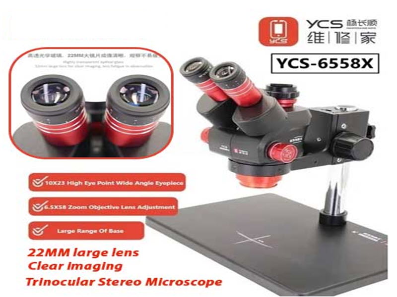 SUPER MICROSCPIO TRINOCULAR PROFISSIONAL YCS-6558X ZOOM DE 6,5-58X